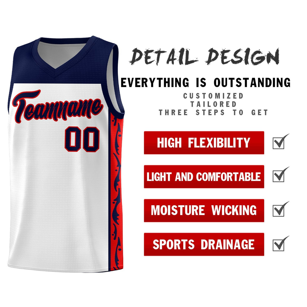 Custom White Side Pattern Sports Uniform Basketball Jersey|KXKSHOP
