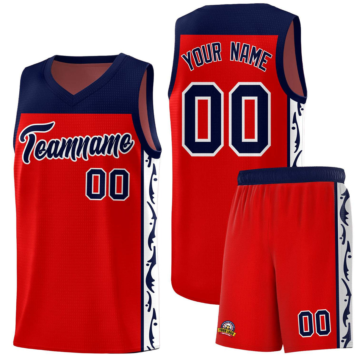 Custom Red Side Pattern Sports Uniform Basketball Jersey|KXKSHOP