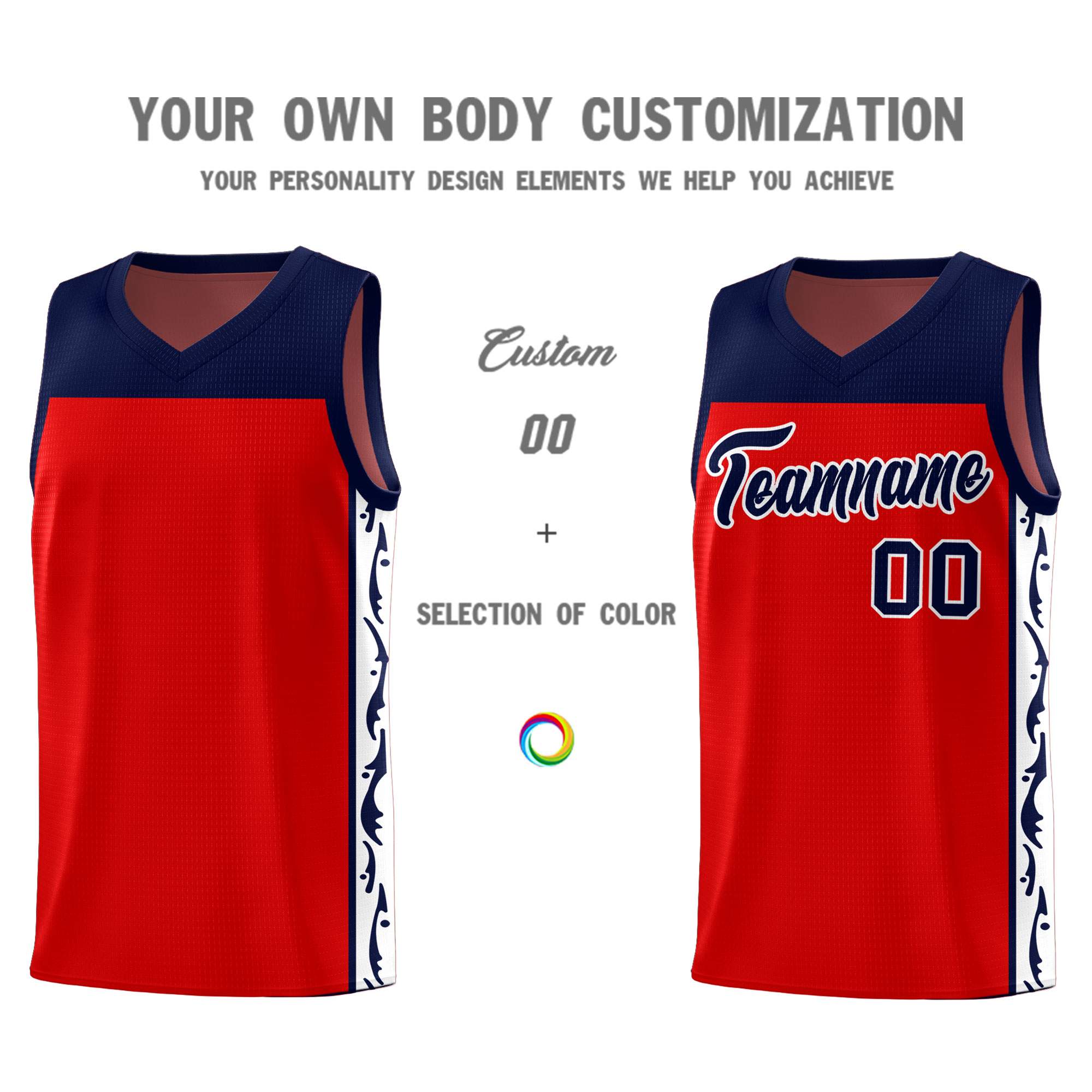 Custom Red Side Pattern Sports Uniform Basketball Jersey|KXKSHOP