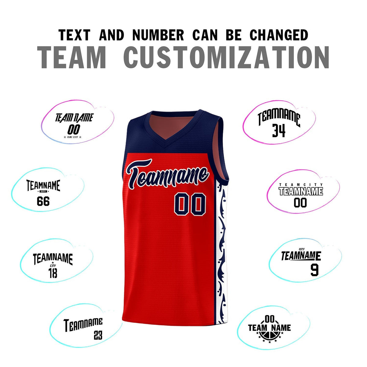 Custom Red Side Pattern Sports Uniform Basketball Jersey|KXKSHOP