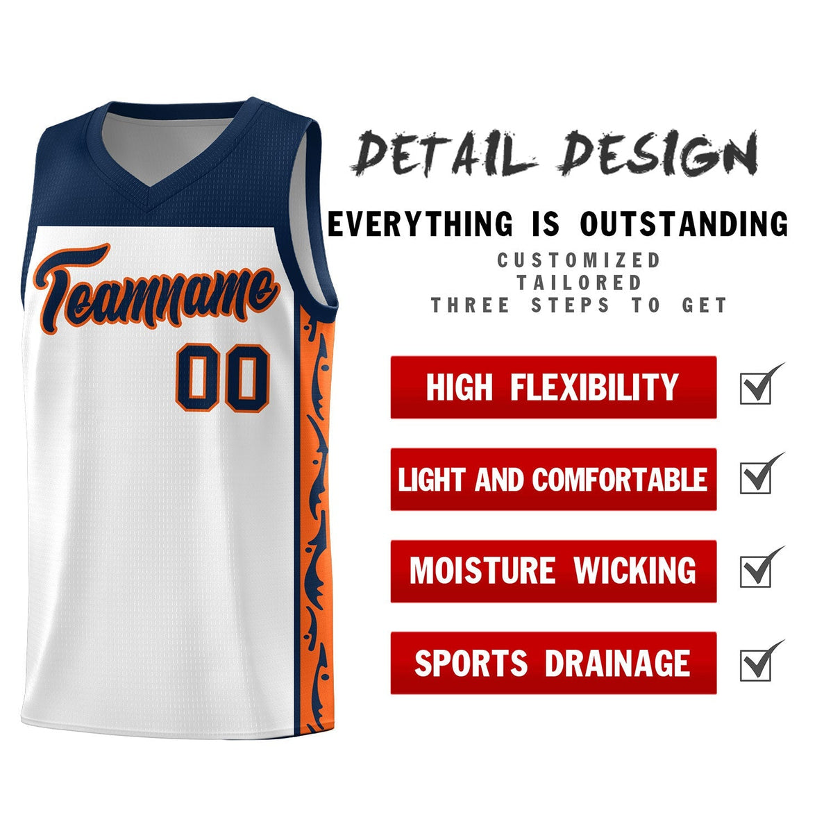 Custom White Side Pattern Sports Uniform Basketball Jersey|KXKSHOP