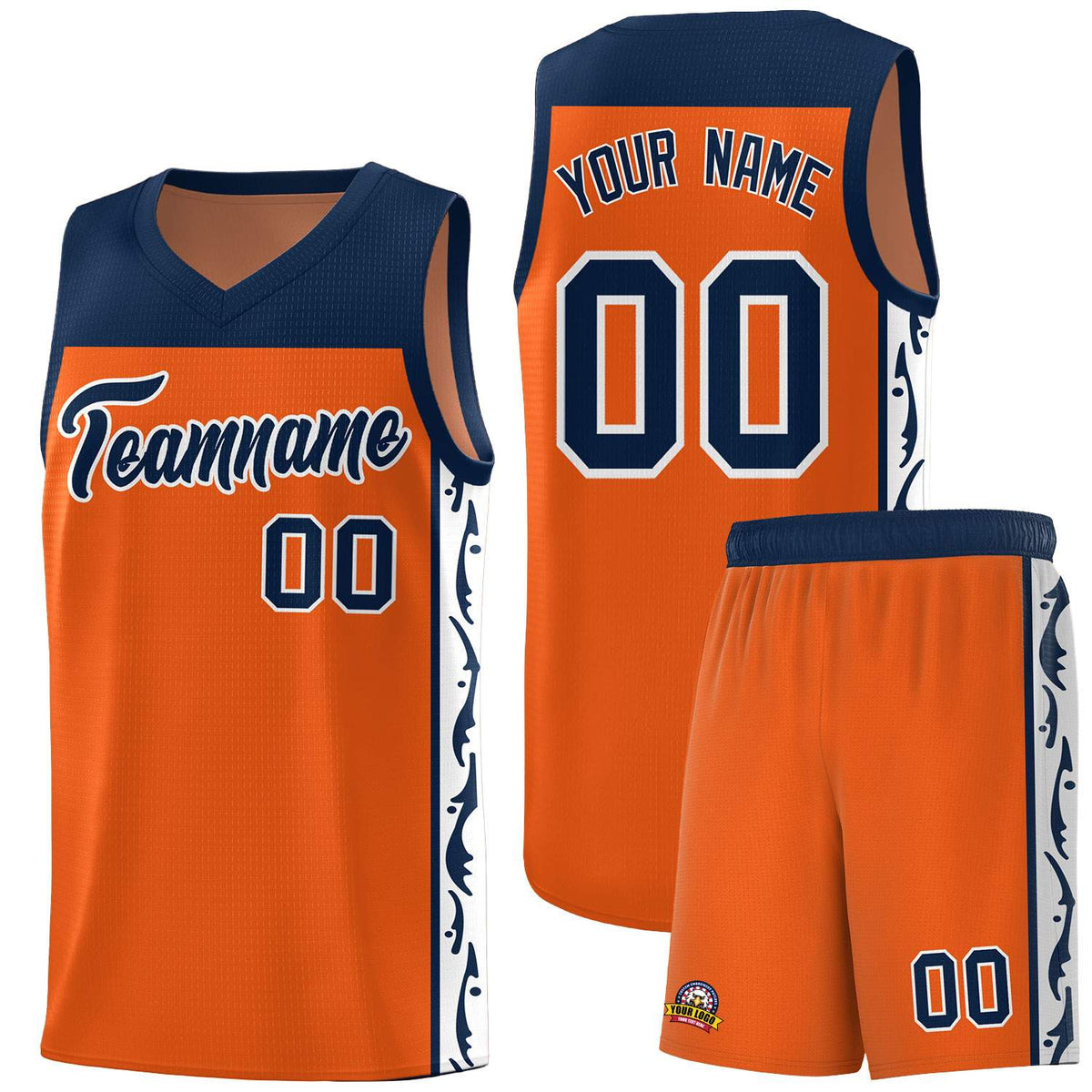 Custom Orange Side Pattern Sports Uniform Basketball Jersey|KXKSHOP