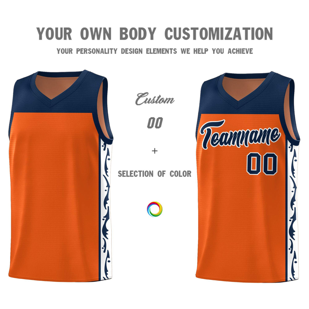 Custom Orange Side Pattern Sports Uniform Basketball Jersey|KXKSHOP
