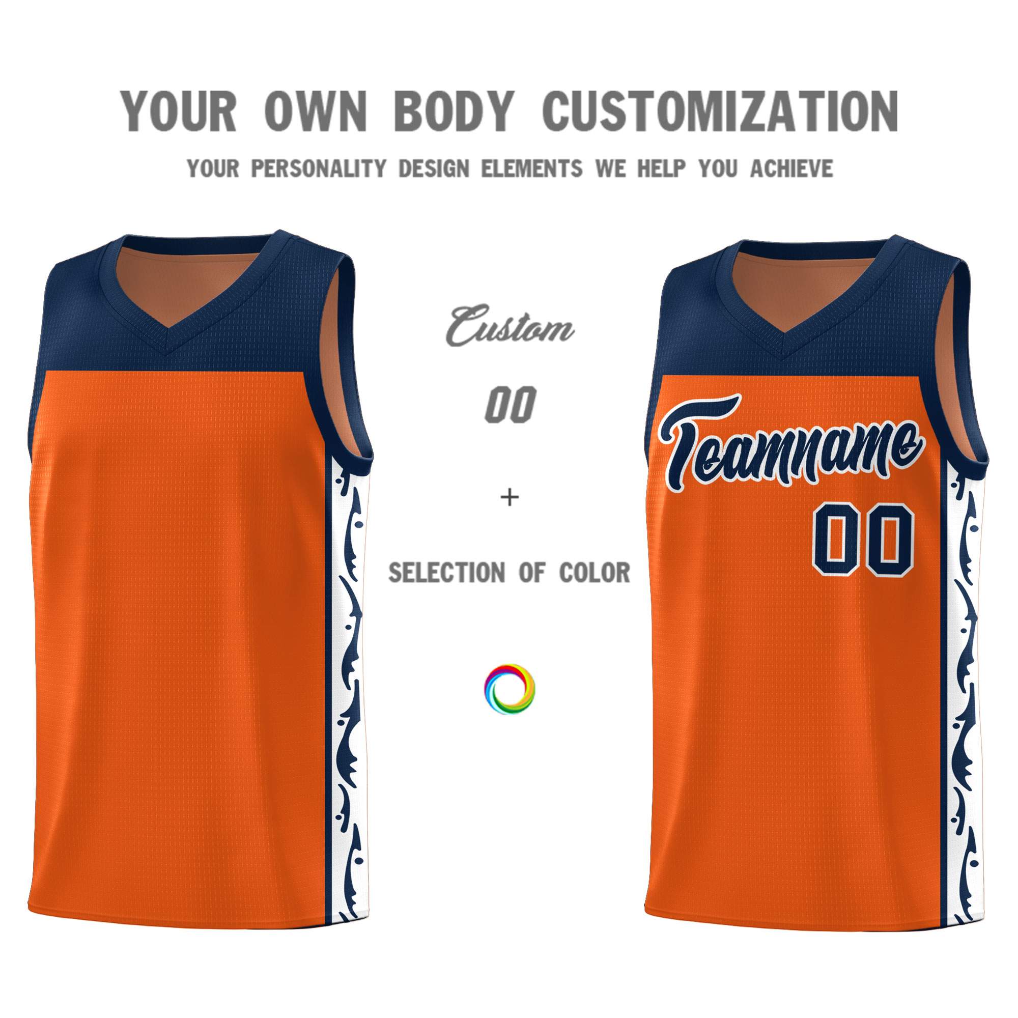 Custom Orange Side Pattern Sports Uniform Basketball Jersey|KXKSHOP