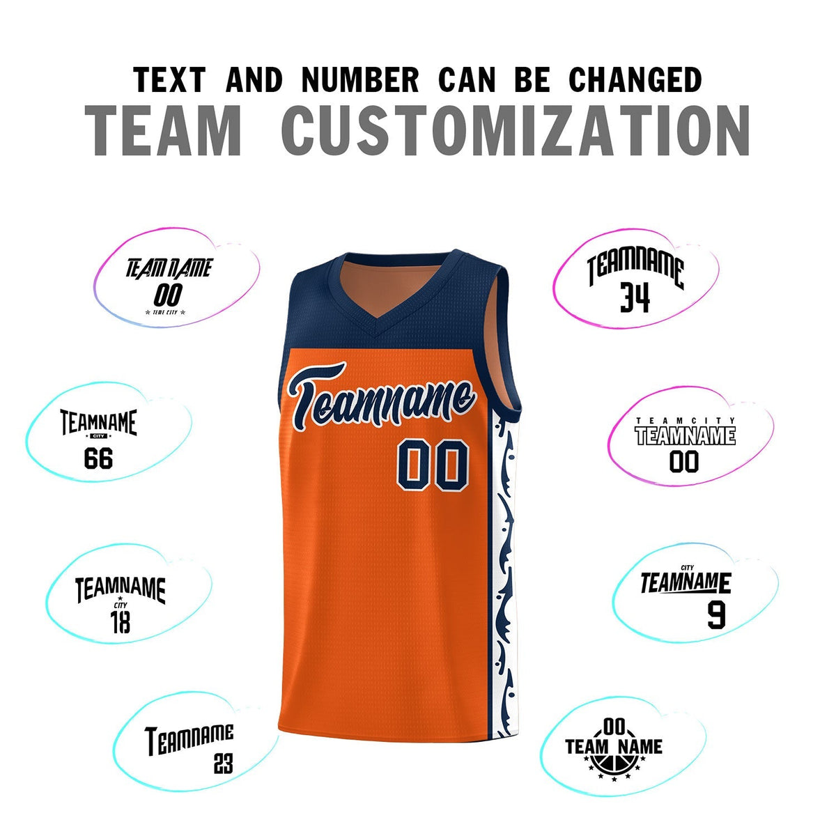 Custom Orange Side Pattern Sports Uniform Basketball Jersey|KXKSHOP