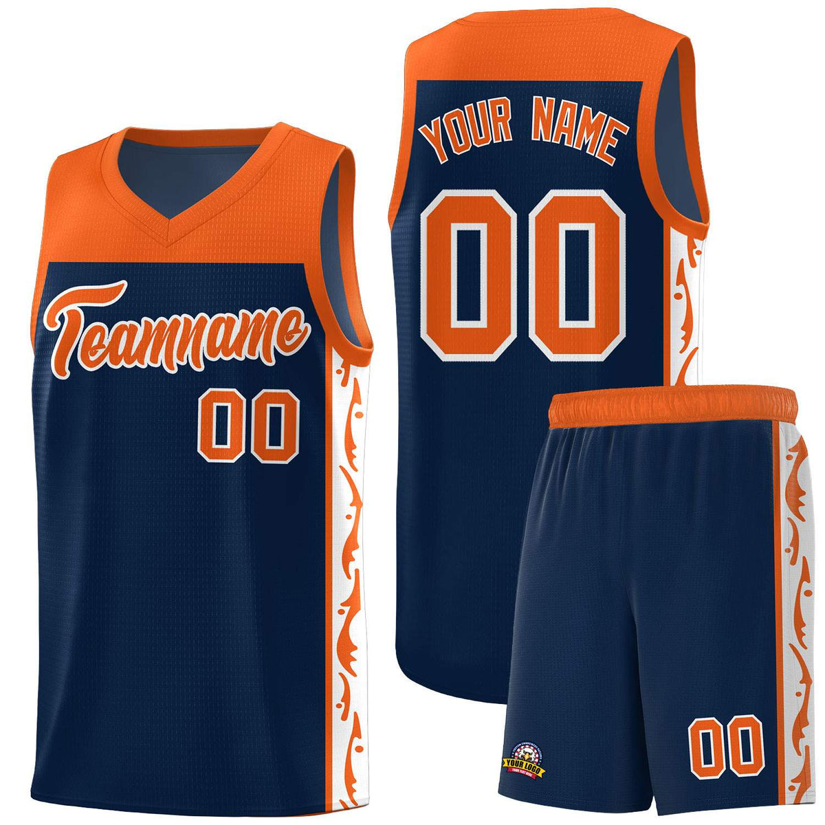 Custom Navy Side Pattern Sports Uniform Basketball Jersey|KXKSHOP