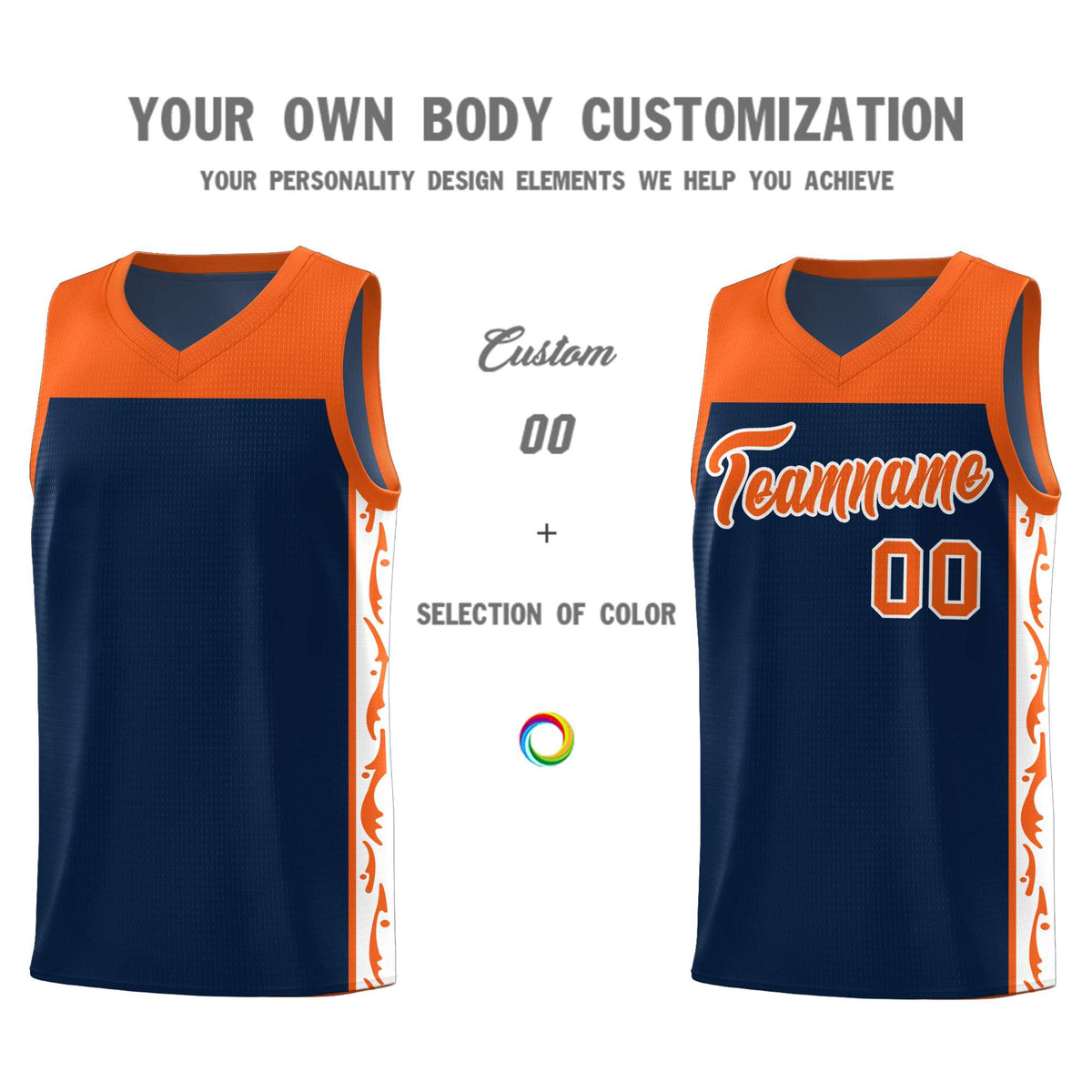 Custom Navy Side Pattern Sports Uniform Basketball Jersey|KXKSHOP