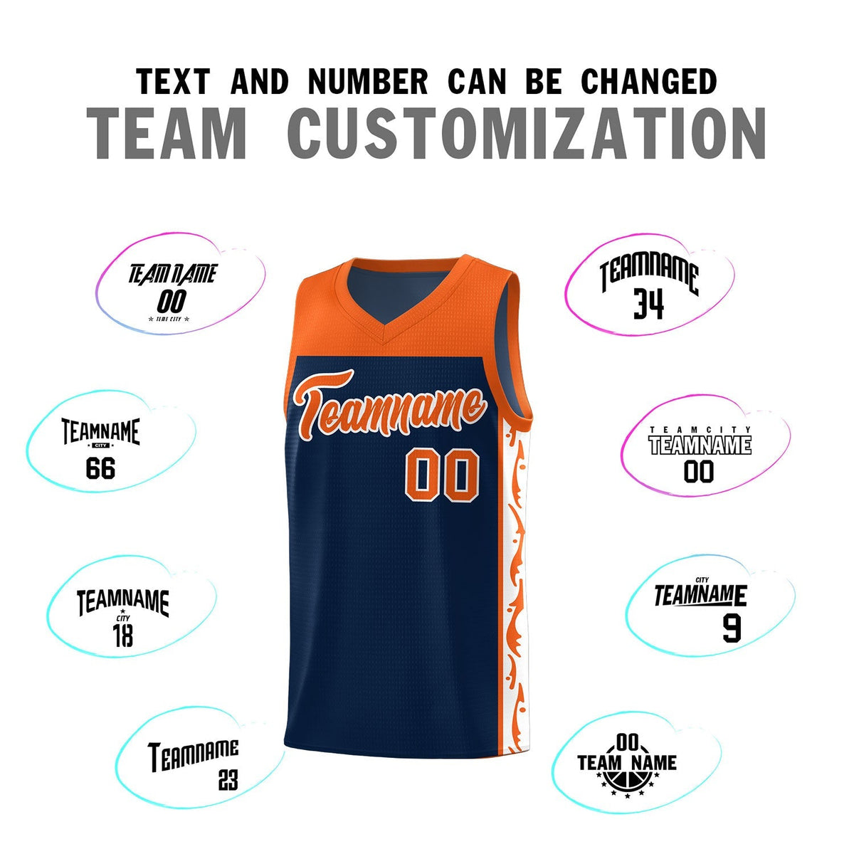 Custom Navy Side Pattern Sports Uniform Basketball Jersey|KXKSHOP