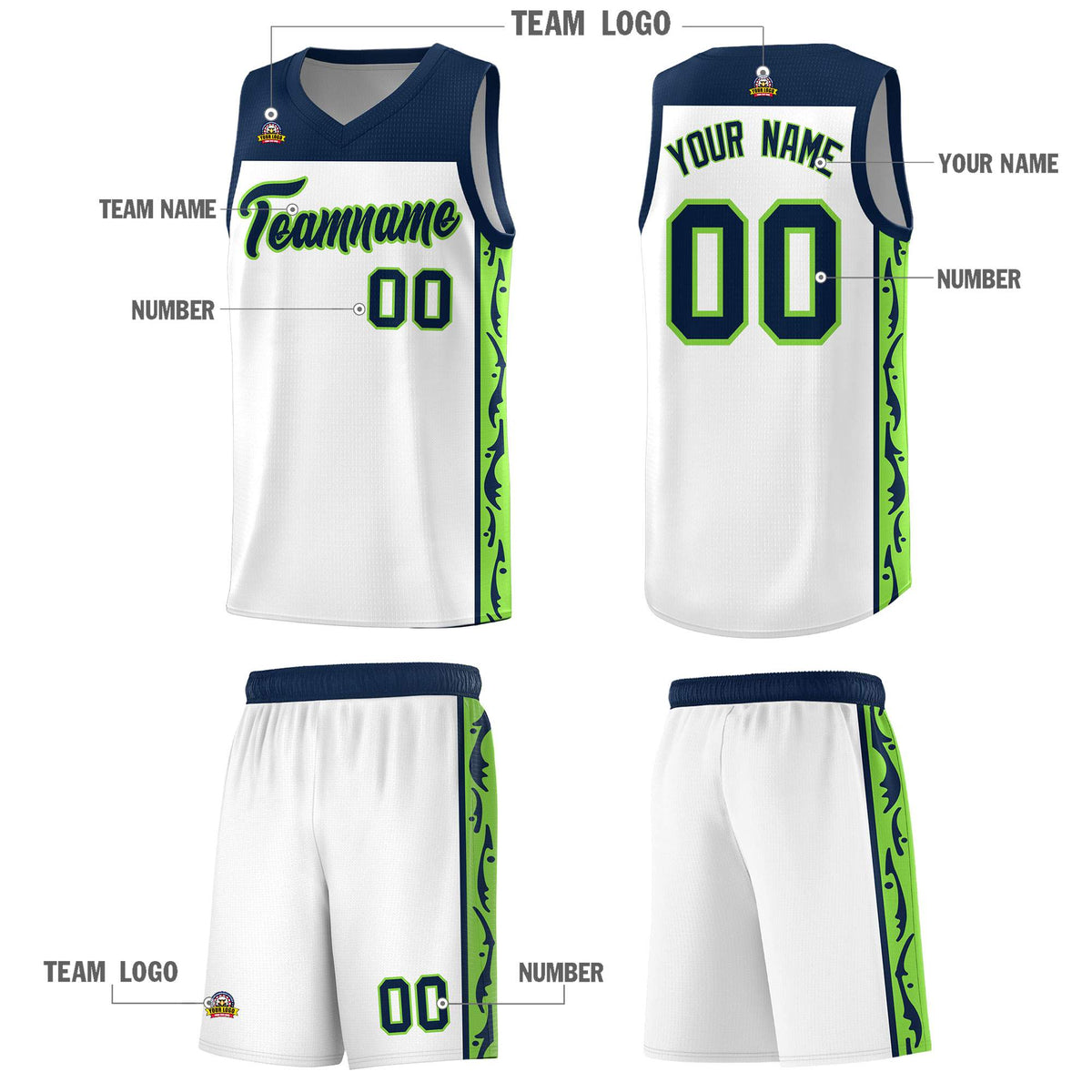Custom White Side Pattern Sports Uniform Basketball Jersey|KXKSHOP