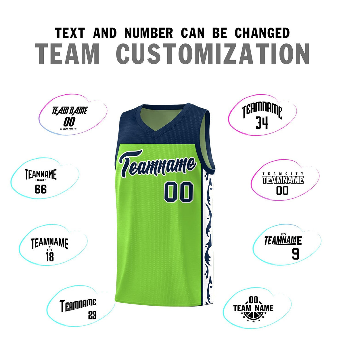 Custom Neon Green Side Pattern Sports Uniform Basketball Jersey|KXKSHOP