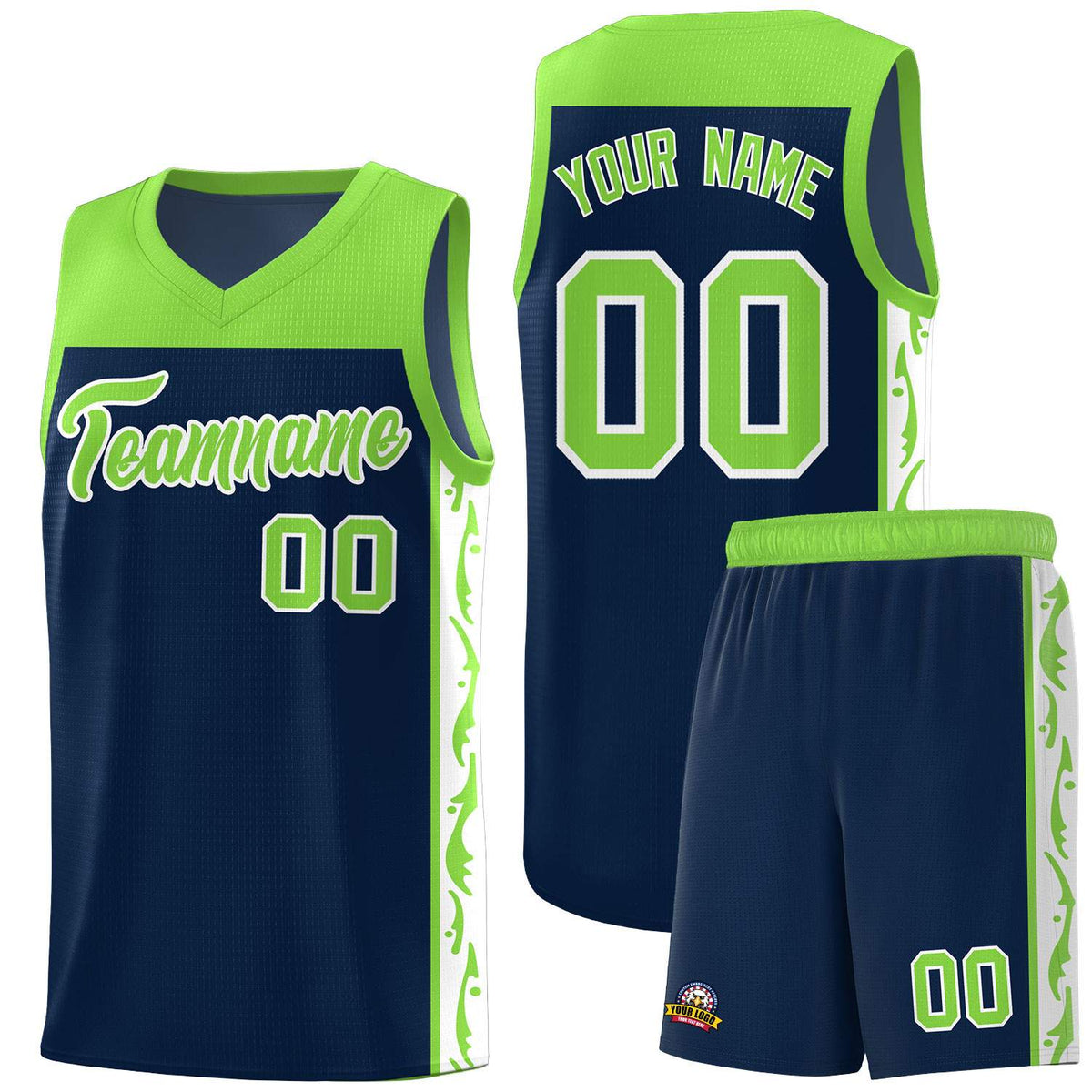 Custom Navy Side Pattern Sports Uniform Basketball Jersey|KXKSHOP