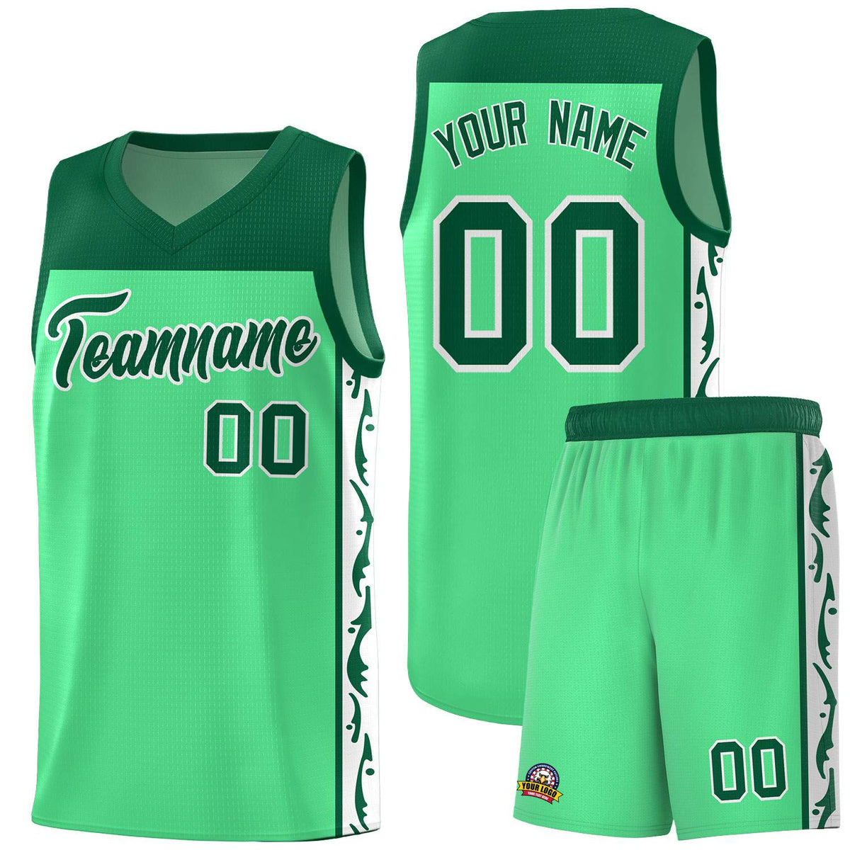 Custom Bright Green Side Pattern Sports Uniform Basketball Jersey|KXKSHOP