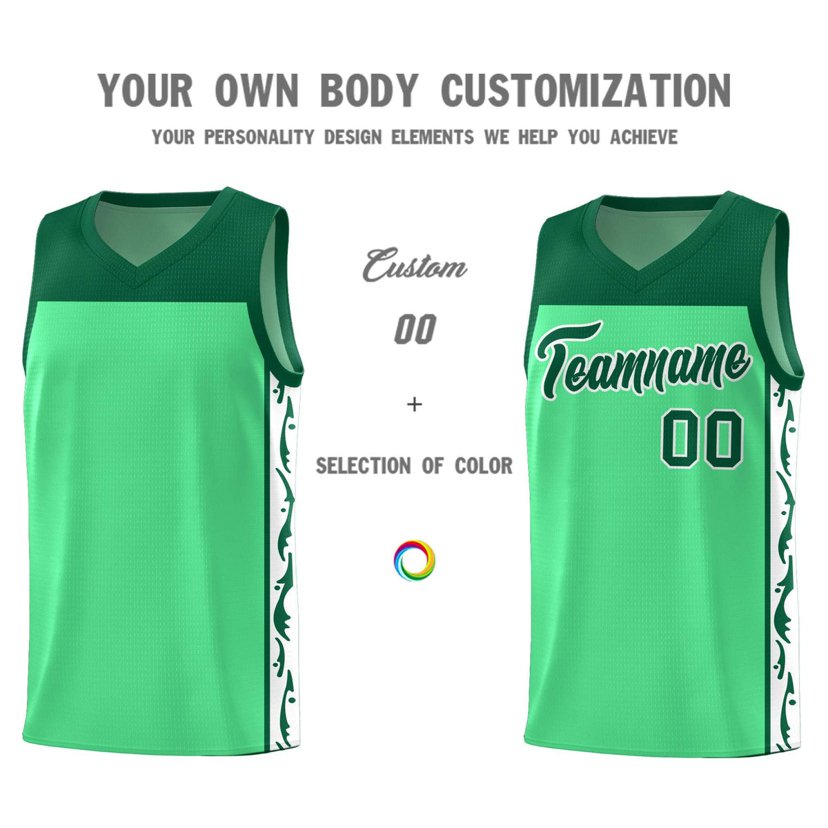 Custom Bright Green Side Pattern Sports Uniform Basketball Jersey|KXKSHOP