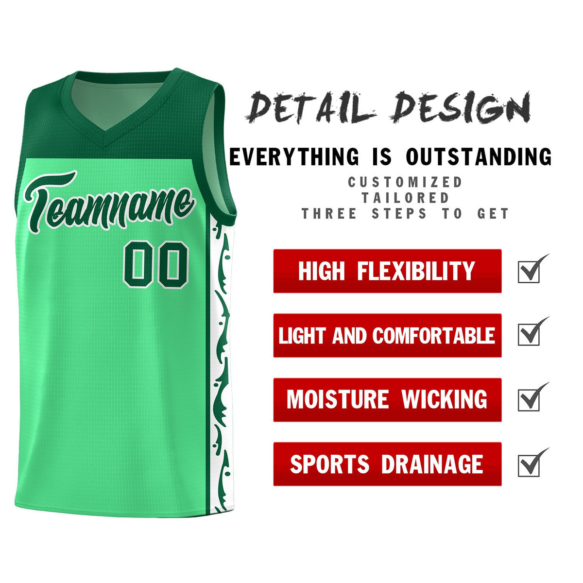 Custom Bright Green Side Pattern Sports Uniform Basketball Jersey|KXKSHOP