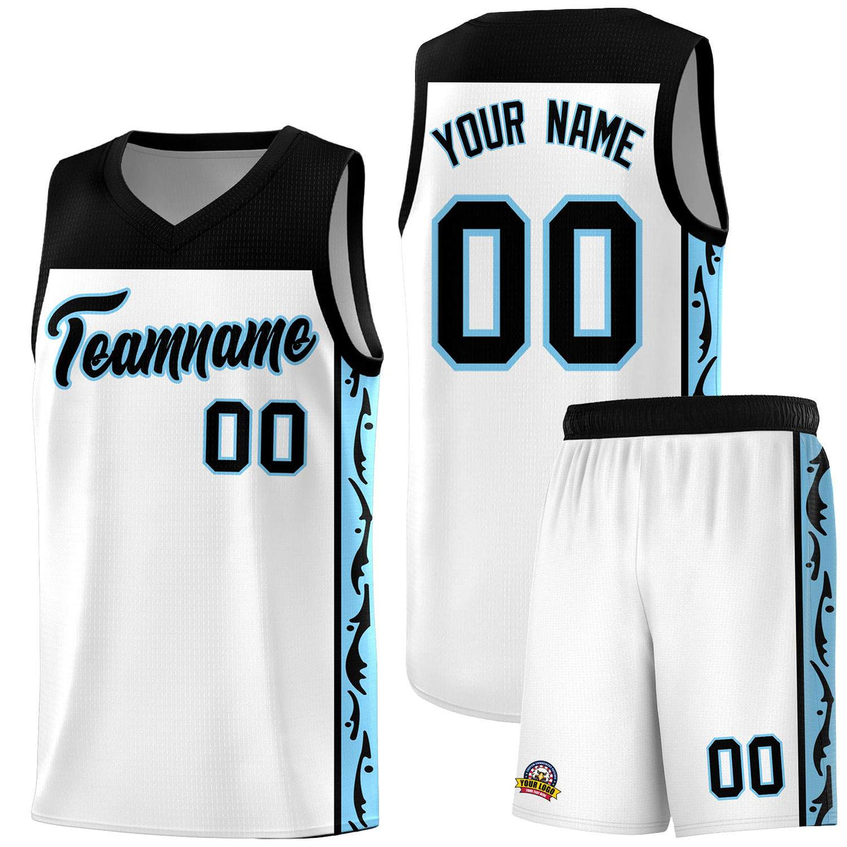 Custom White Side Pattern Sports Uniform Basketball Jersey|KXKSHOP