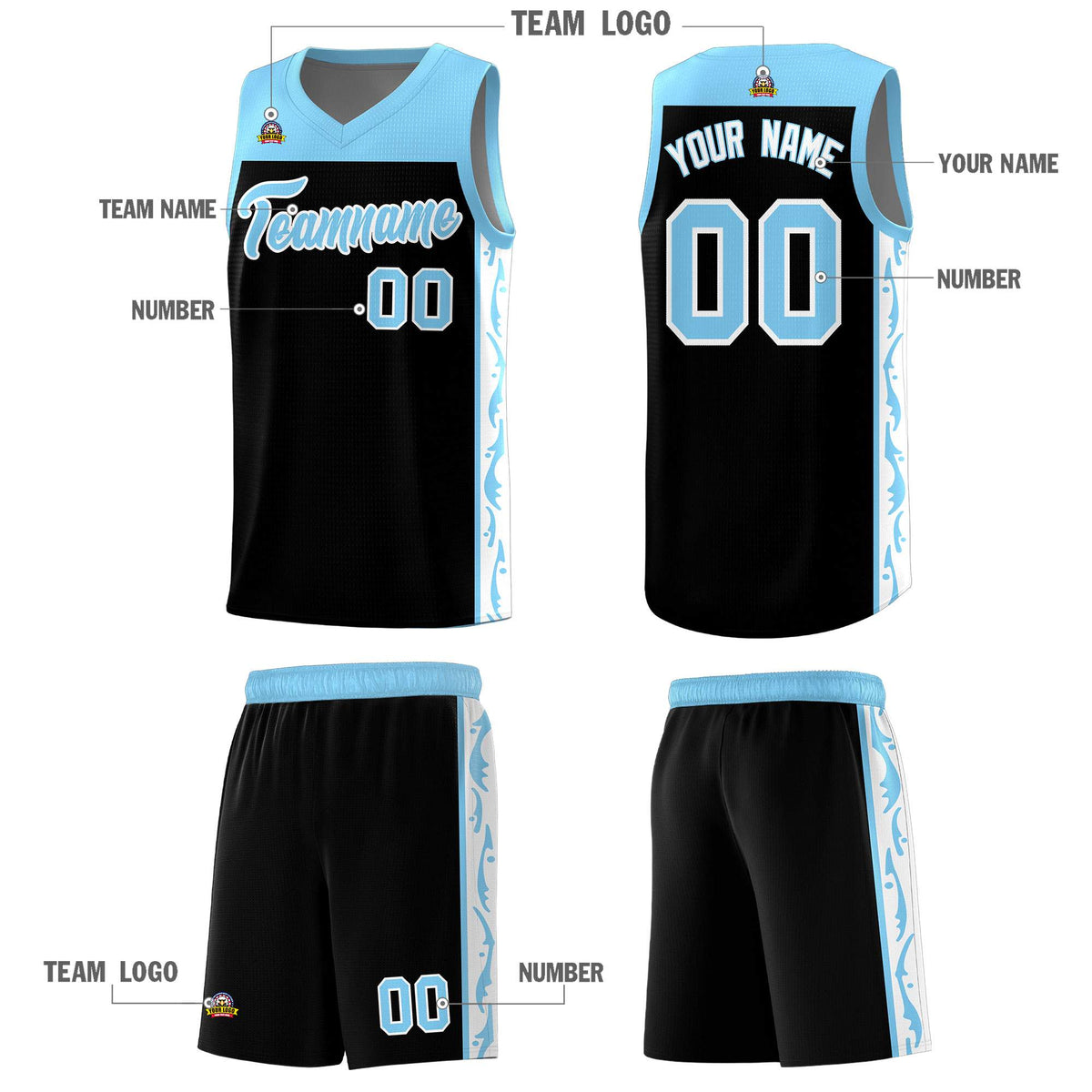 Custom Black Side Pattern Sports Uniform Basketball Jersey|KXKSHOP
