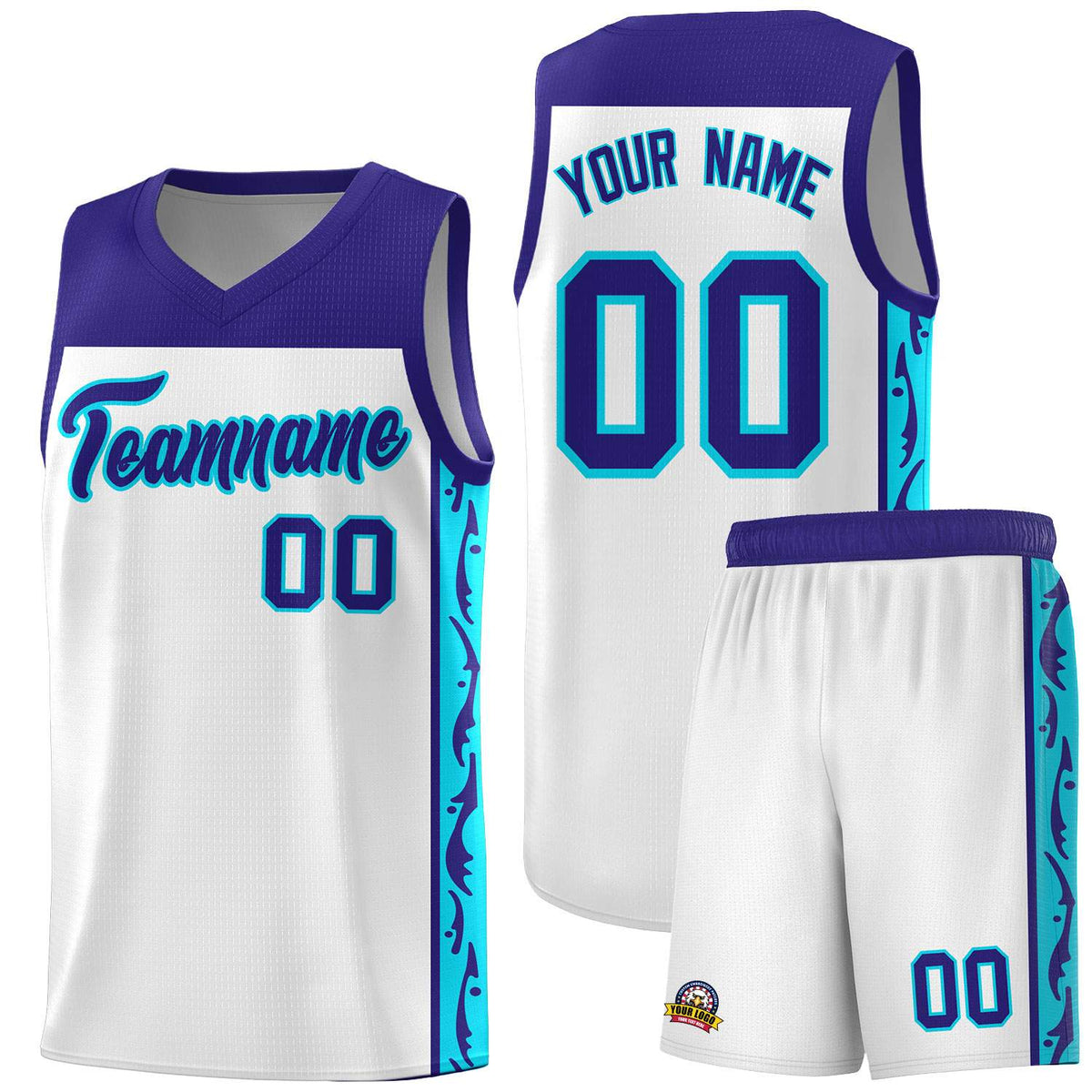 Custom White Side Pattern Sports Uniform Basketball Jersey|KXKSHOP