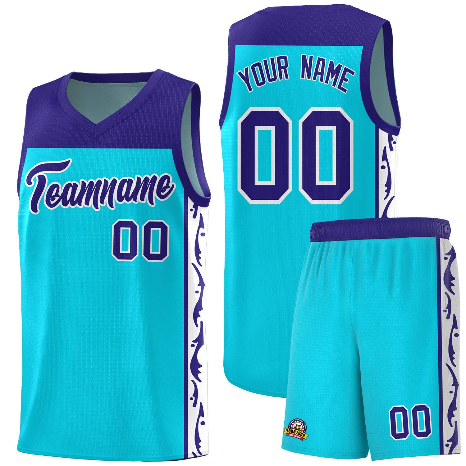 Custom Sky Blue Side Pattern Sports Uniform Basketball Jersey|KXKSHOP