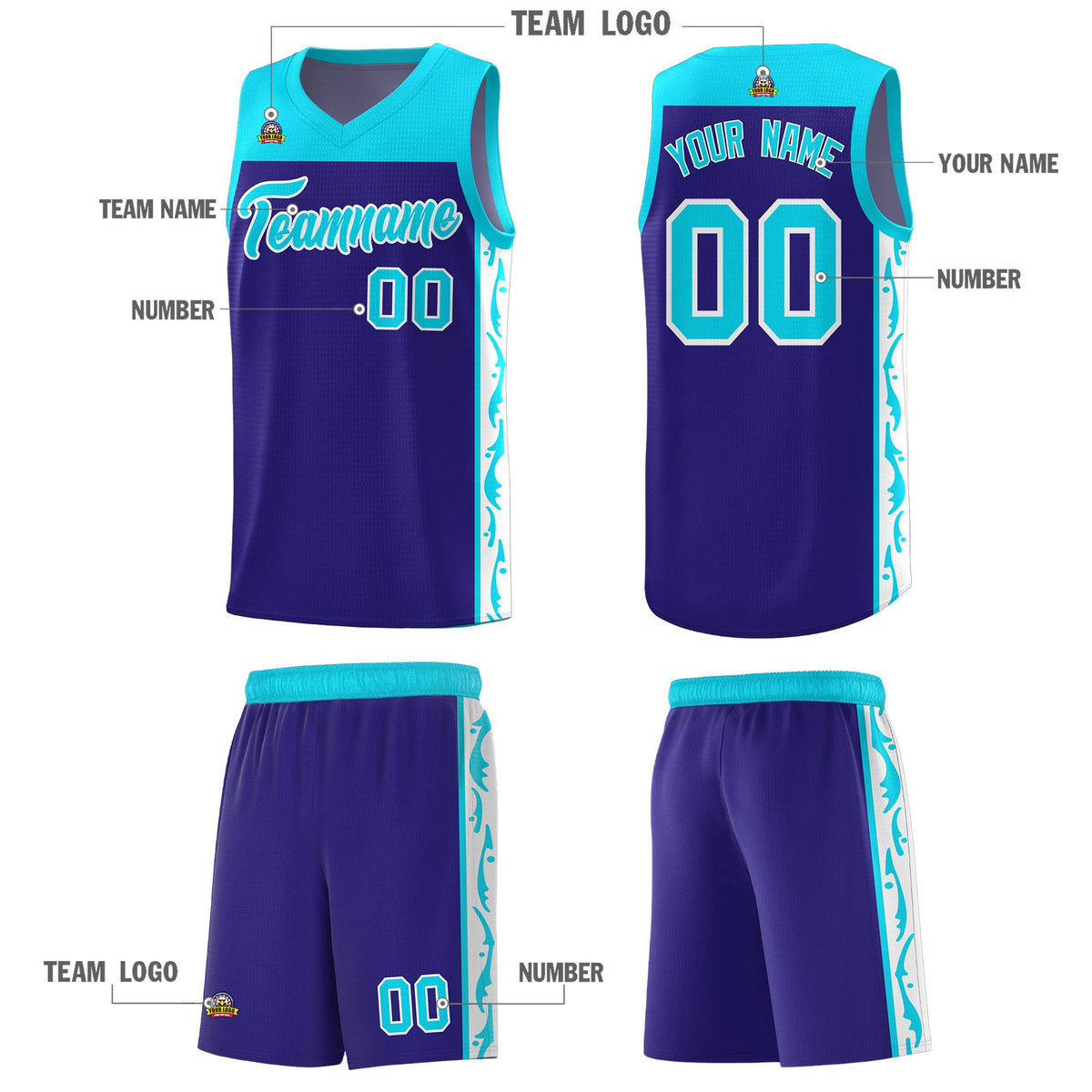 Custom Royal Side Pattern Sports Uniform Basketball Jersey|KXKSHOP