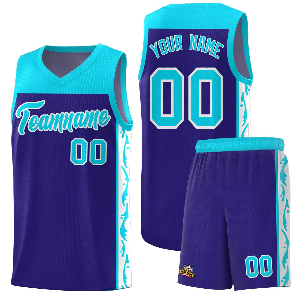 Custom Royal Side Pattern Sports Uniform Basketball Jersey|KXKSHOP