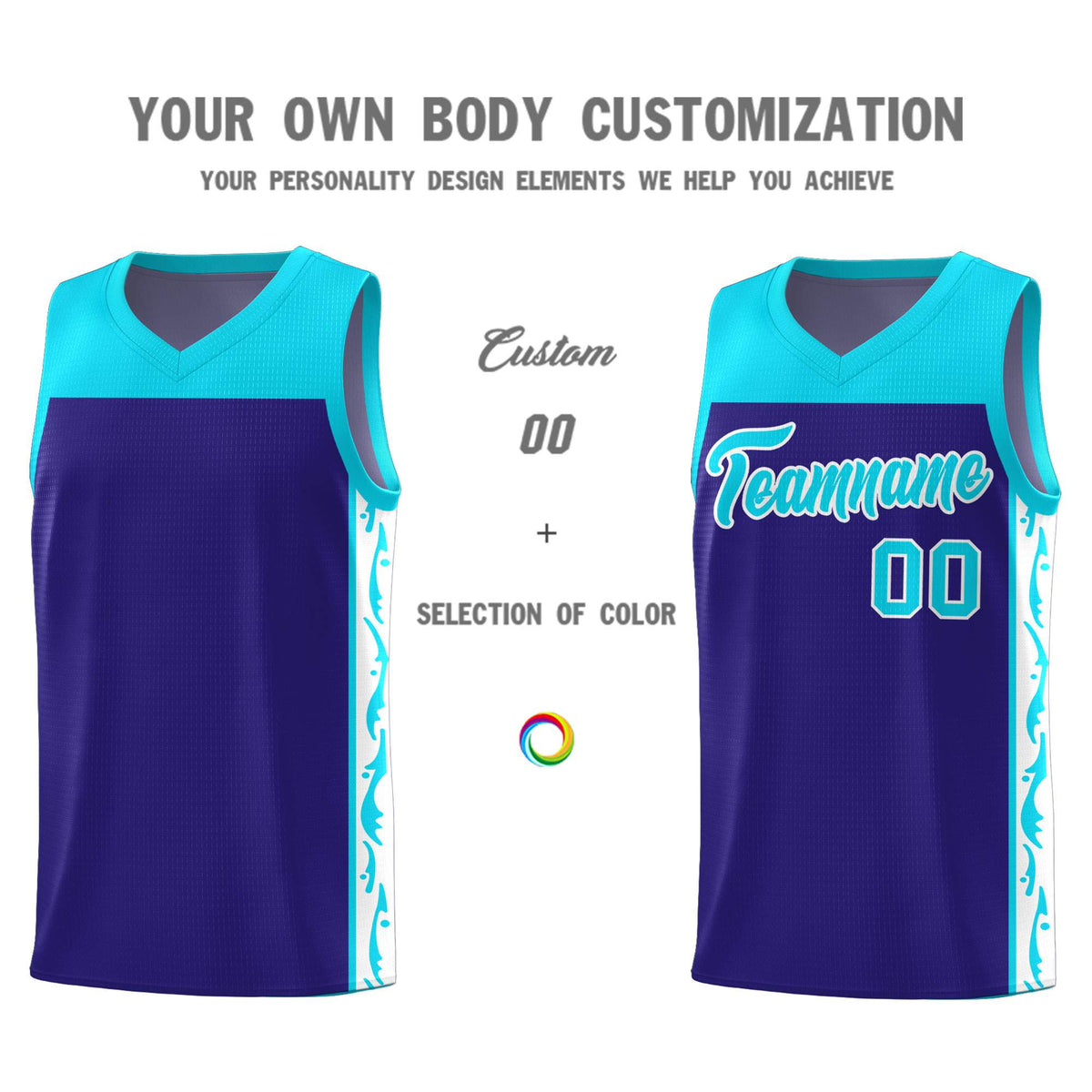 Custom Royal Side Pattern Sports Uniform Basketball Jersey|KXKSHOP