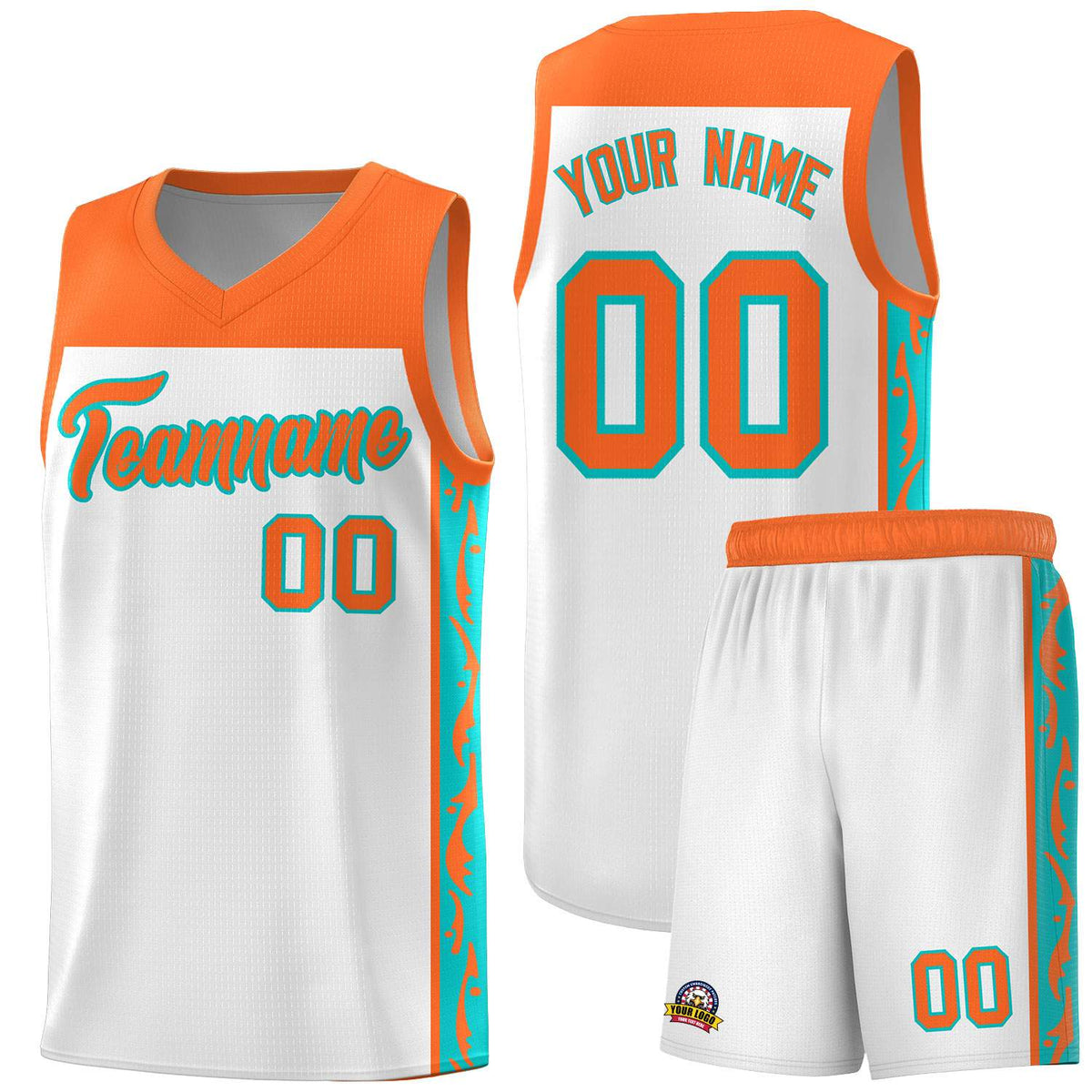Custom White Side Pattern Sports Uniform Basketball Jersey|KXKSHOP