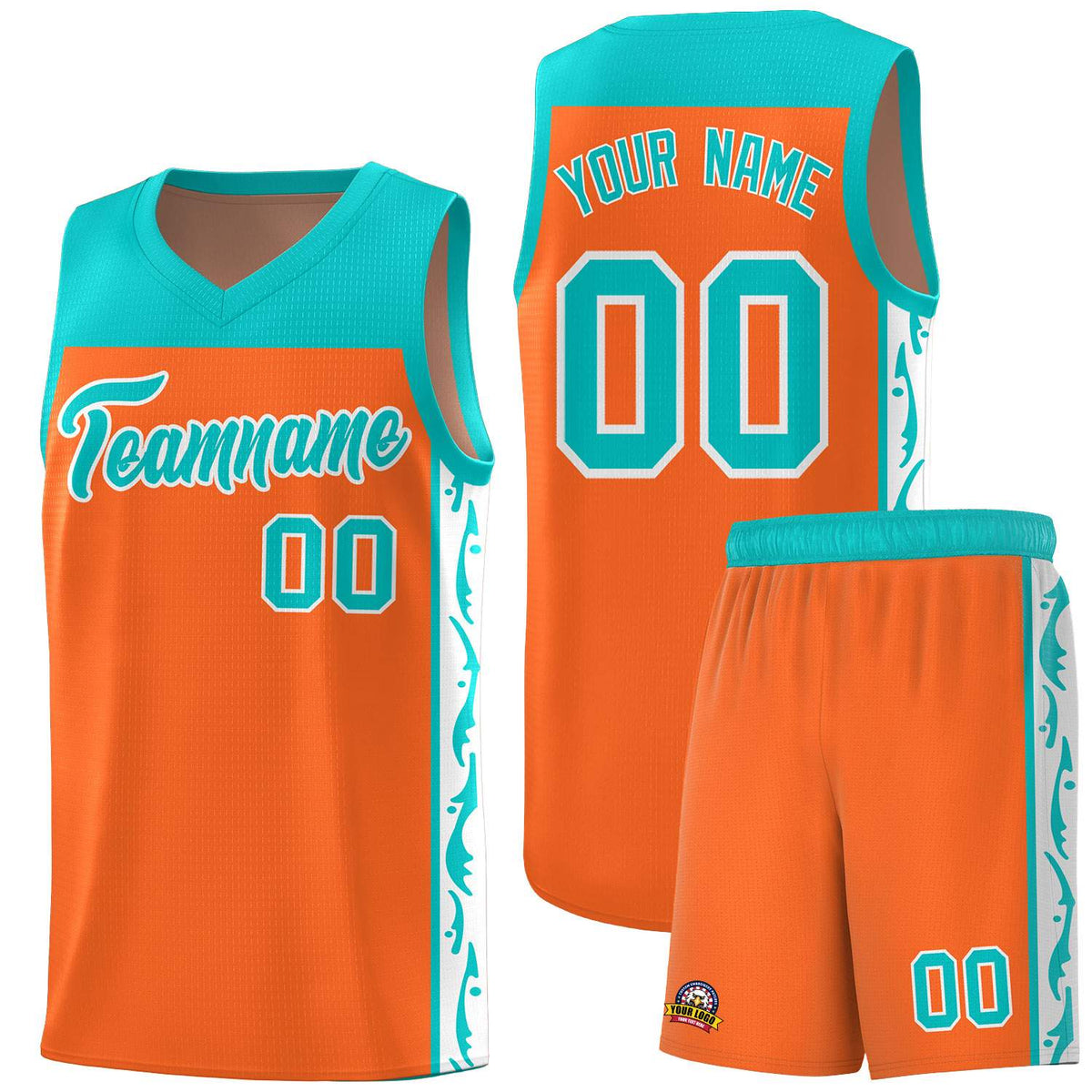 Custom Orange Side Pattern Sports Uniform Basketball Jersey|KXKSHOP