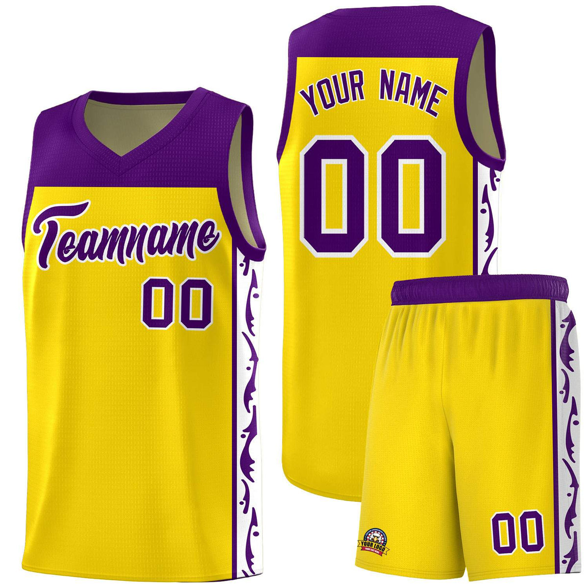 Custom Gold Side Pattern Sports Uniform Basketball Jersey|KXKSHOP