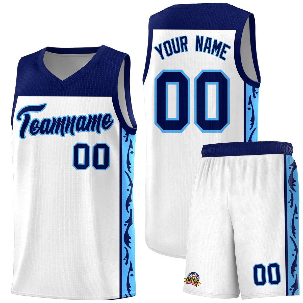 Custom White Side Pattern Sports Uniform Basketball Jersey|KXKSHOP