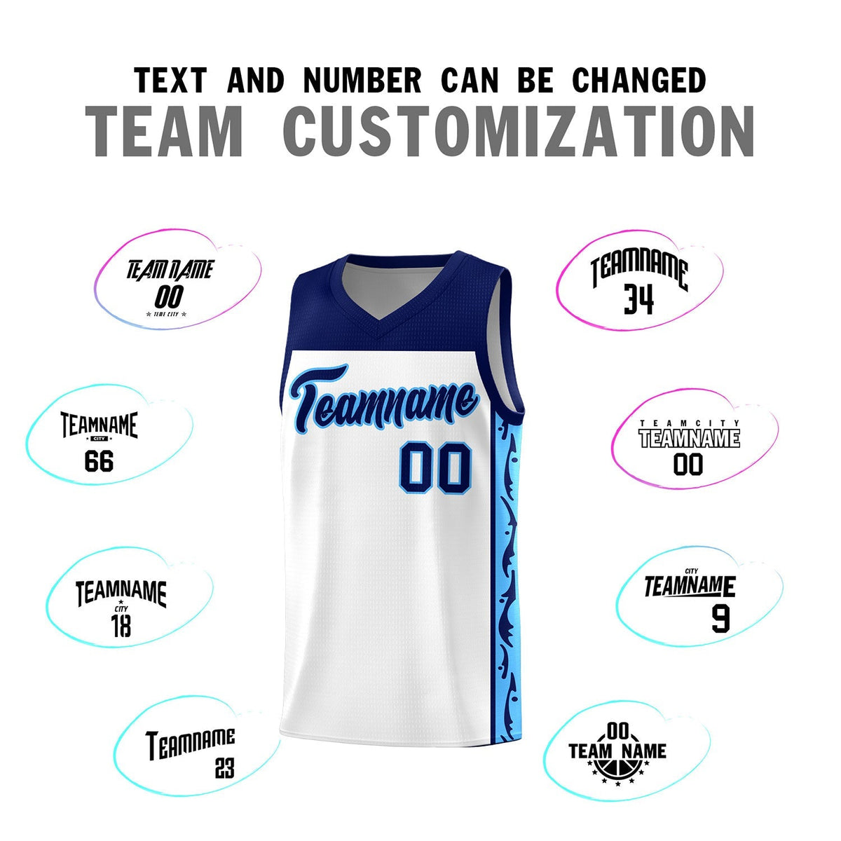 Custom White Side Pattern Sports Uniform Basketball Jersey|KXKSHOP