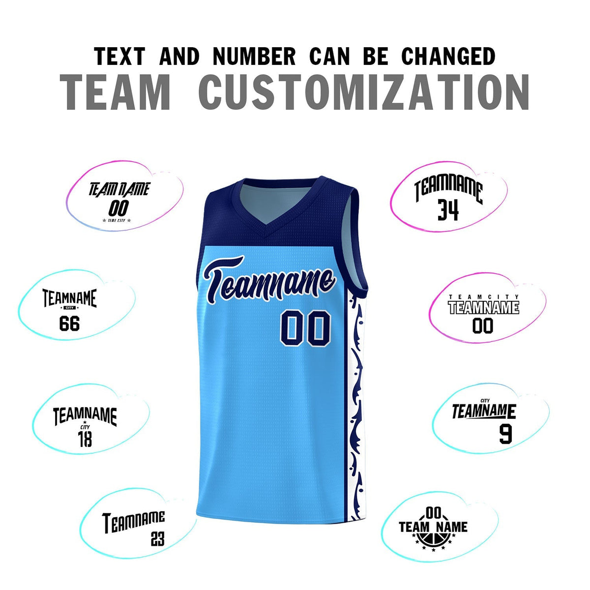 Custom Light Blue Side Pattern Sports Uniform Basketball Jersey|KXKSHOP