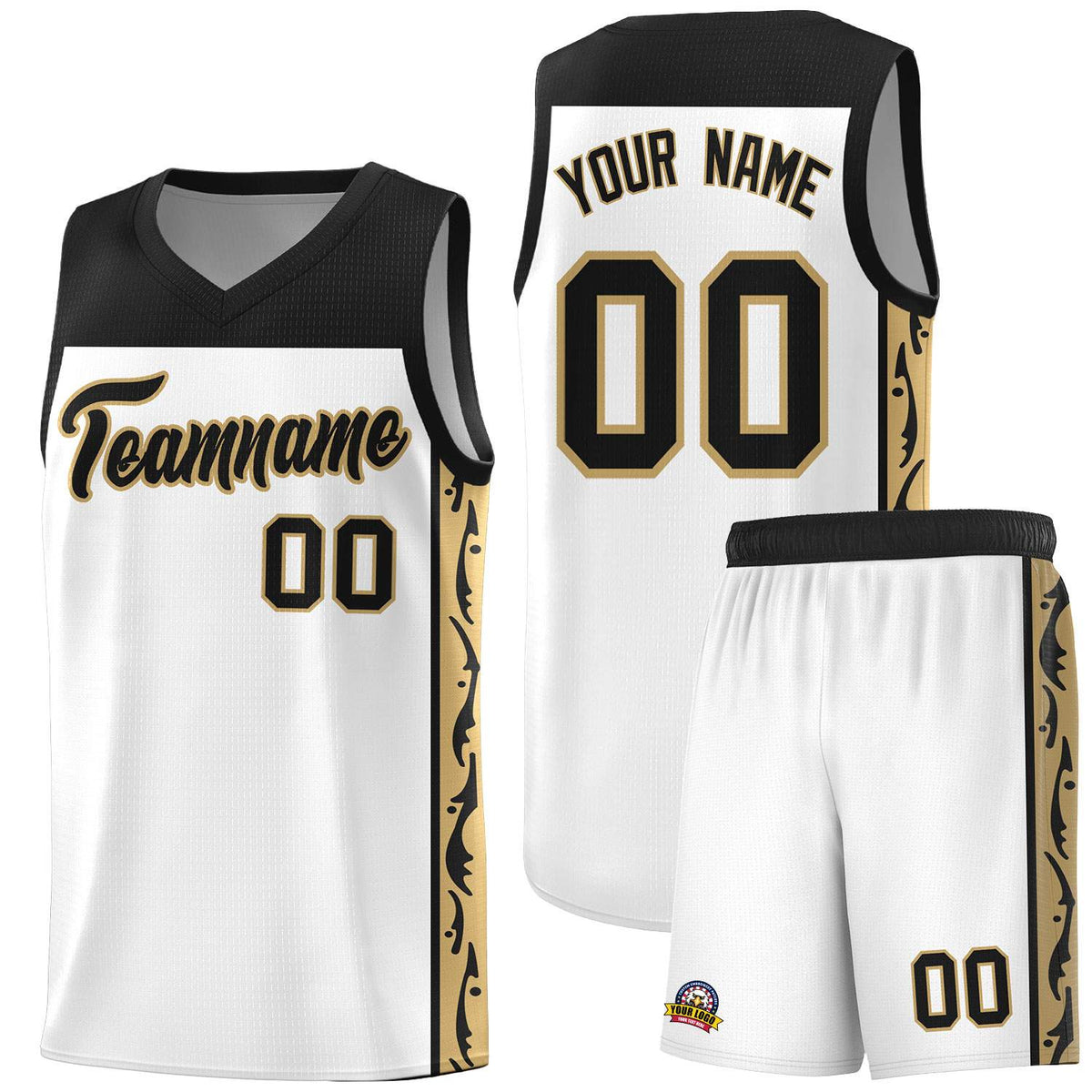 Custom White Side Pattern Sports Uniform Basketball Jersey|KXKSHOP