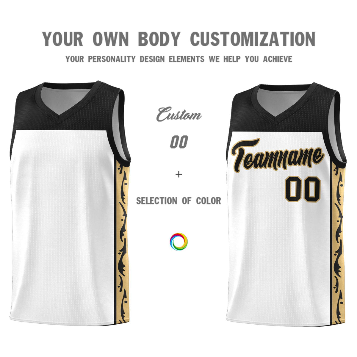 Custom White Side Pattern Sports Uniform Basketball Jersey|KXKSHOP