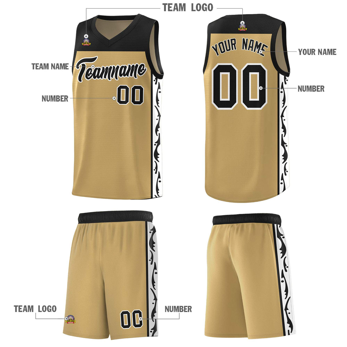 Custom Light Brown Side Pattern Sports Uniform Basketball Jersey|KXKSHOP