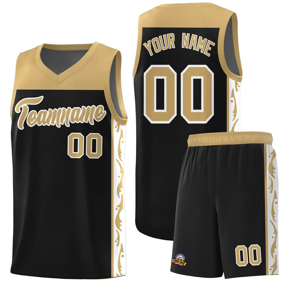 Custom Black Side Pattern Sports Uniform Basketball Jersey|KXKSHOP