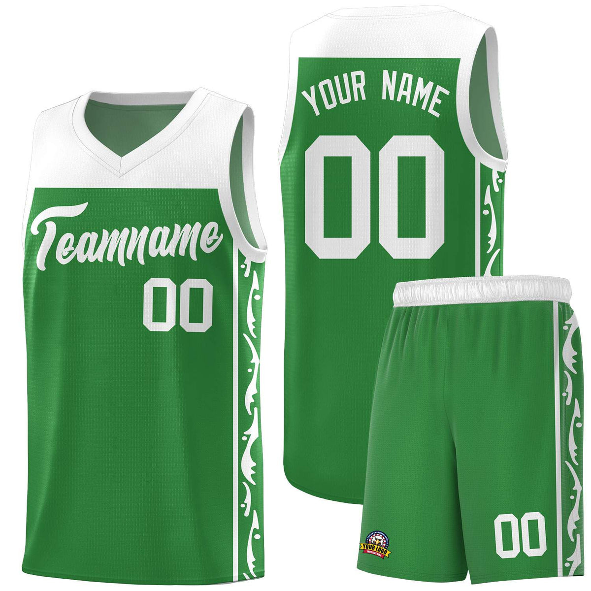 Custom Kelly Green Side Pattern Sports Uniform Basketball Jersey|KXKSHOP