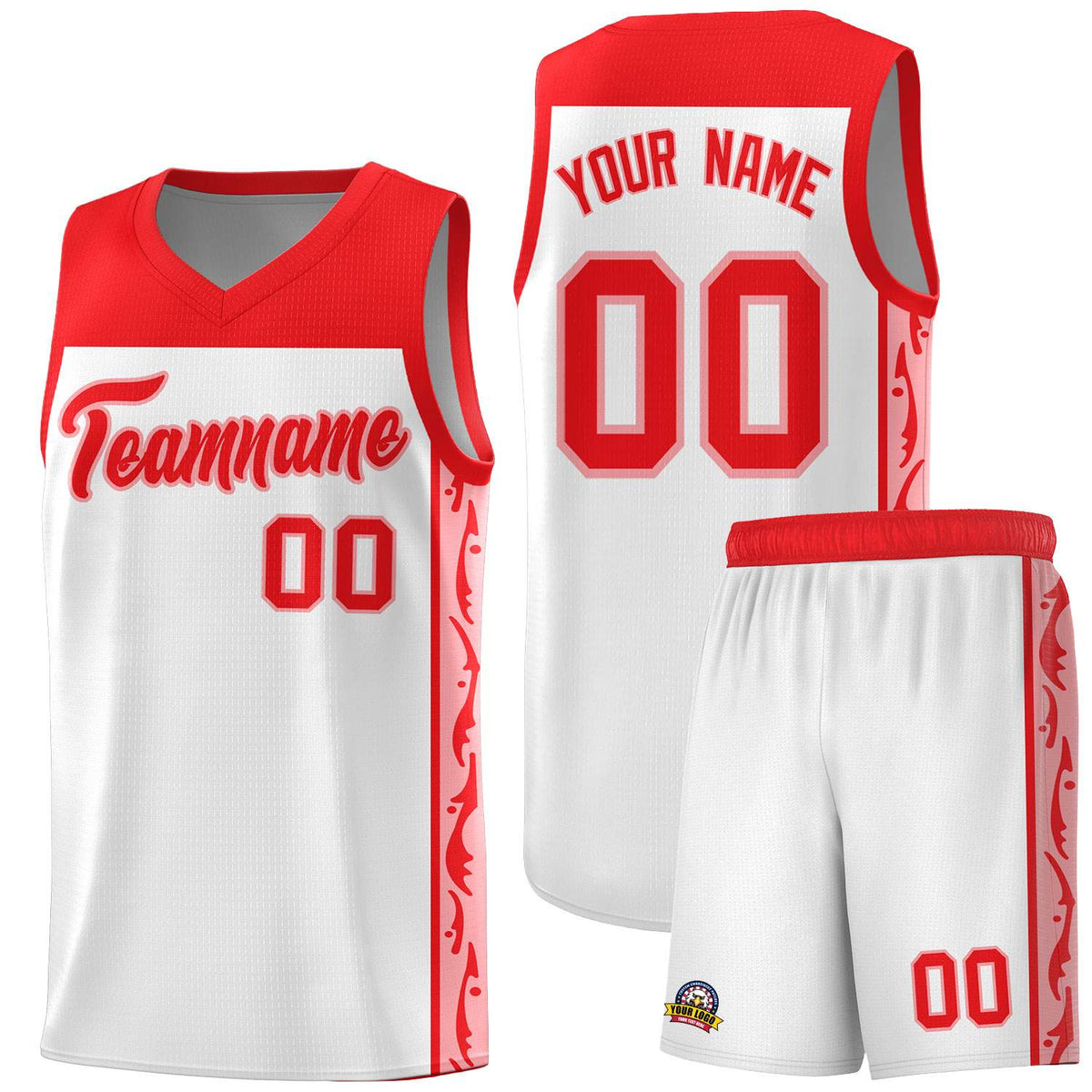 Custom White Side Pattern Sports Uniform Basketball Jersey|KXKSHOP
