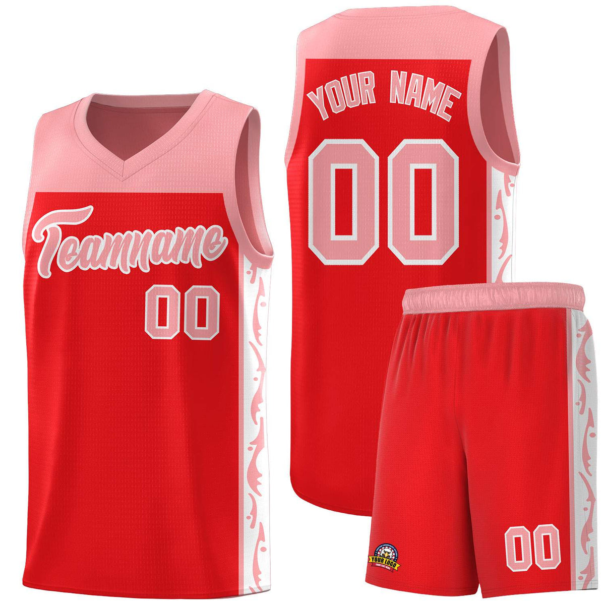 Custom Red Side Pattern Sports Uniform Basketball Jersey|KXKSHOP