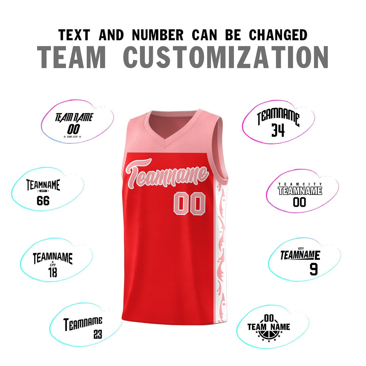 Custom Red Side Pattern Sports Uniform Basketball Jersey|KXKSHOP