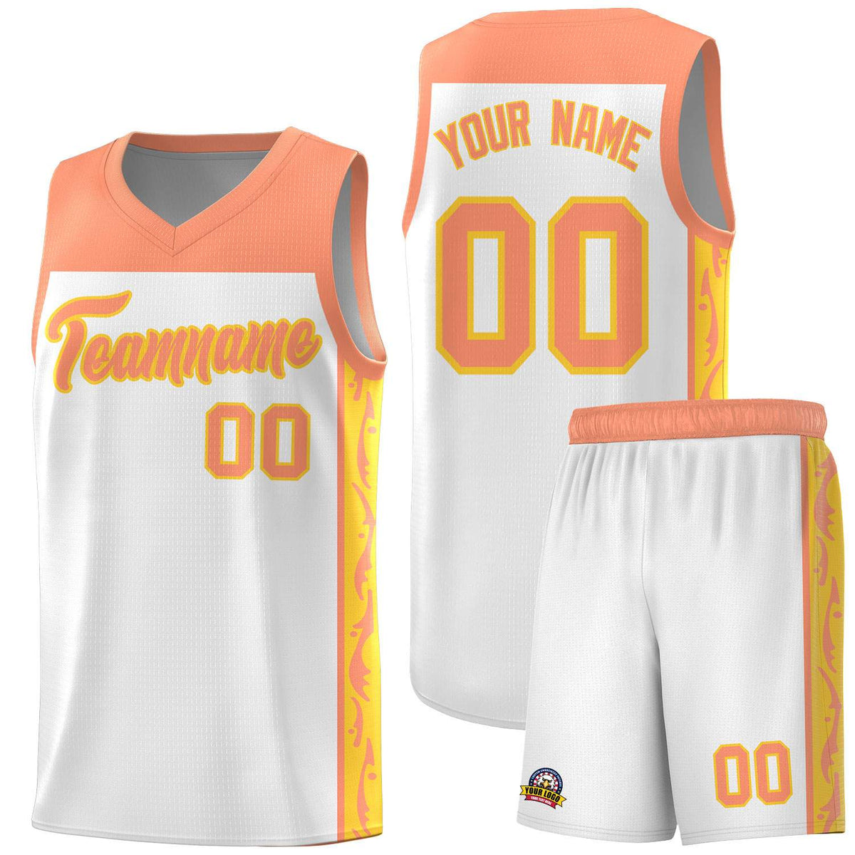 Custom White Side Pattern Sports Uniform Basketball Jersey|KXKSHOP
