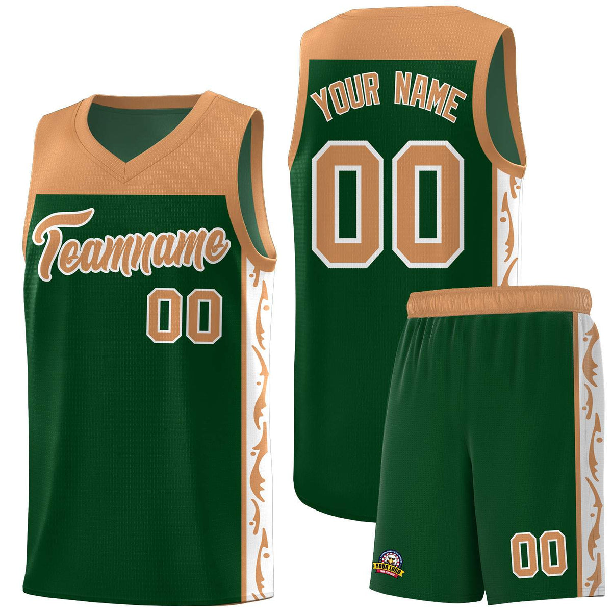 Custom Green Side Pattern Sports Uniform Basketball Jersey|KXKSHOP