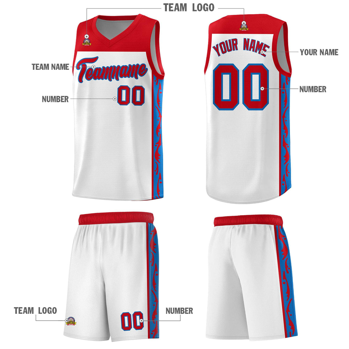 Custom White Side Pattern Sports Uniform Basketball Jersey|KXKSHOP