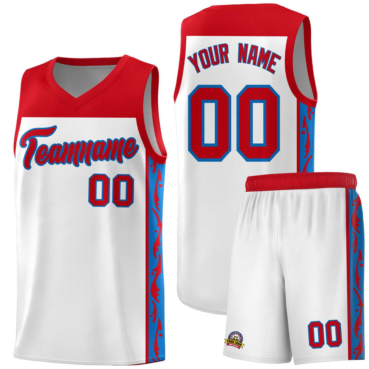 Custom White Side Pattern Sports Uniform Basketball Jersey|KXKSHOP
