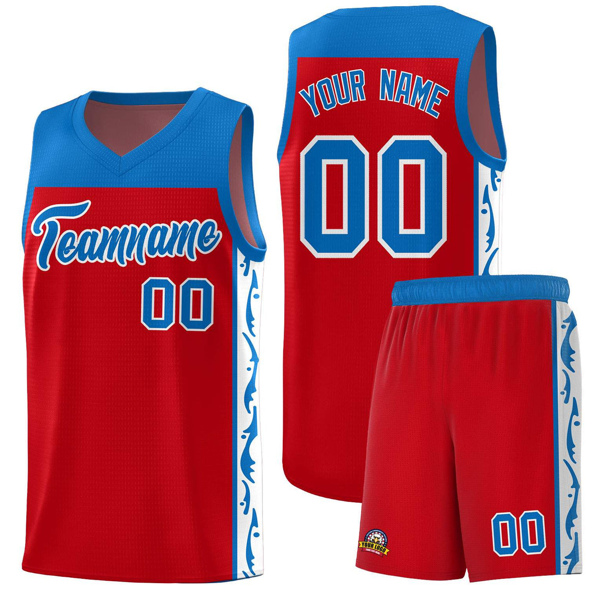 Custom Red Side Pattern Sports Uniform Basketball Jersey|KXKSHOP