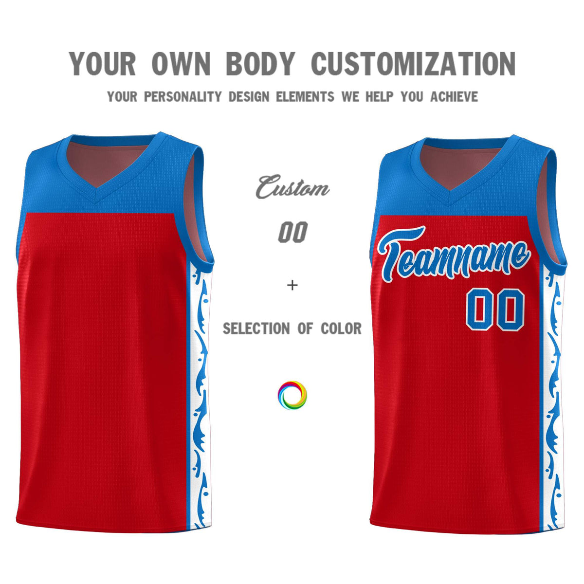 Custom Red Side Pattern Sports Uniform Basketball Jersey|KXKSHOP