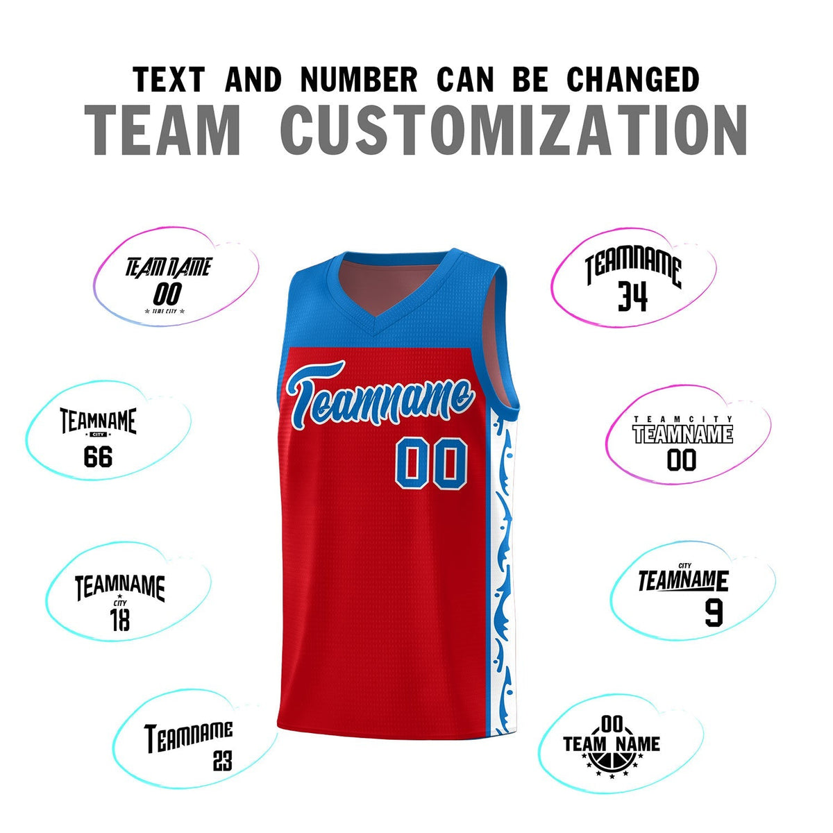 Custom Red Side Pattern Sports Uniform Basketball Jersey|KXKSHOP