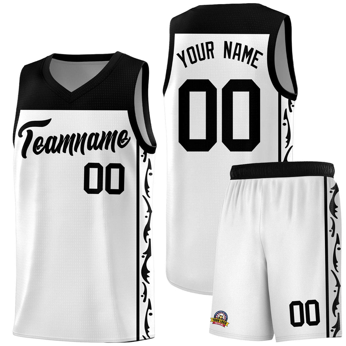 Custom White Side Pattern Sports Uniform Basketball Jersey|KXKSHOP