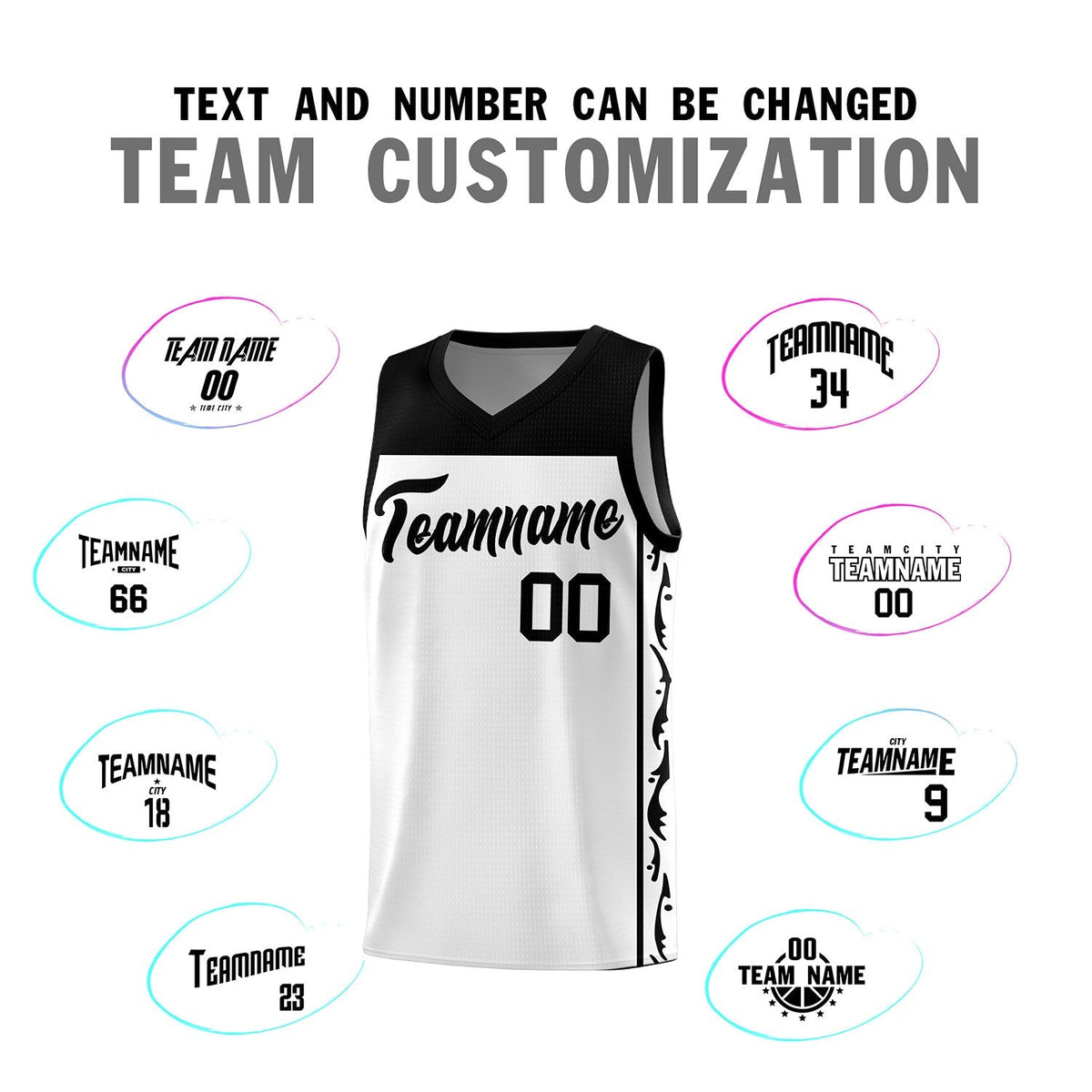 Custom White Side Pattern Sports Uniform Basketball Jersey|KXKSHOP