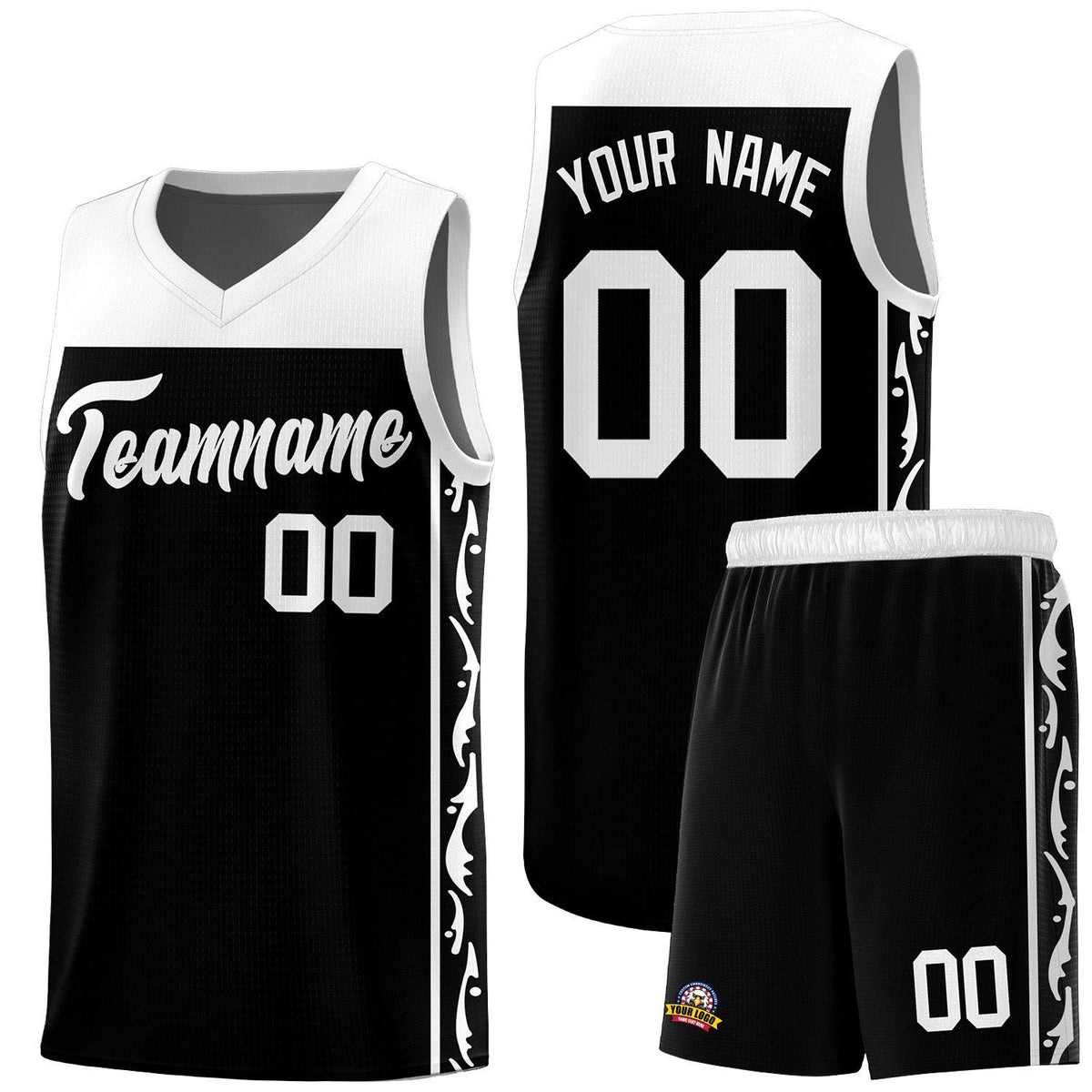 Custom Black Side Pattern Sports Uniform Basketball Jersey|KXKSHOP