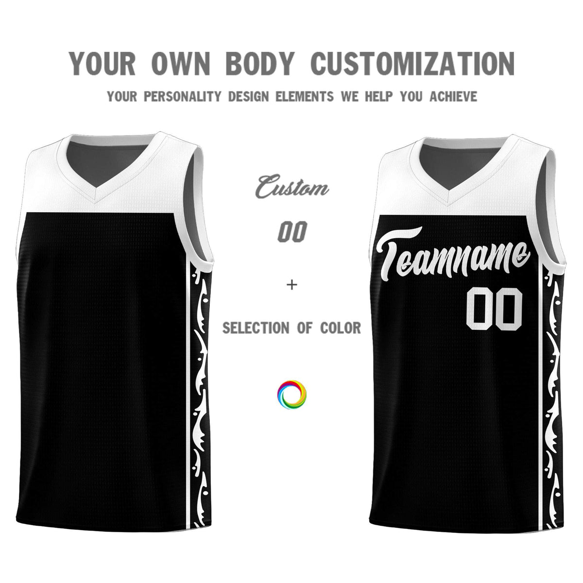 Custom Black Side Pattern Sports Uniform Basketball Jersey|KXKSHOP